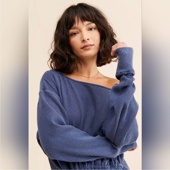 NWT FREE PEOPLE JOSIE THERMAL DRESS SIZE S BLUE - Picture 3 of 4